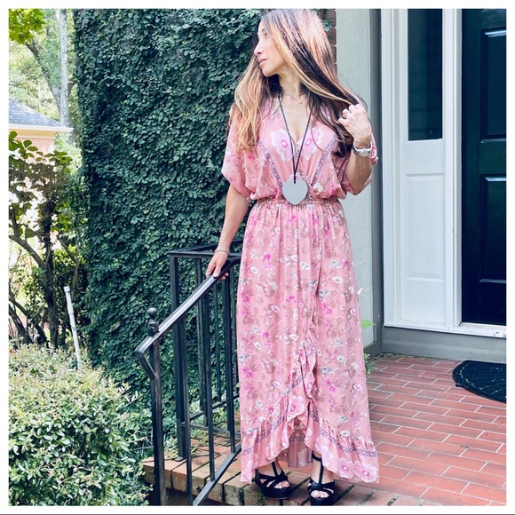 Faux Wrap Floral Beautiful Maxi Dress - Picture 5 of 12